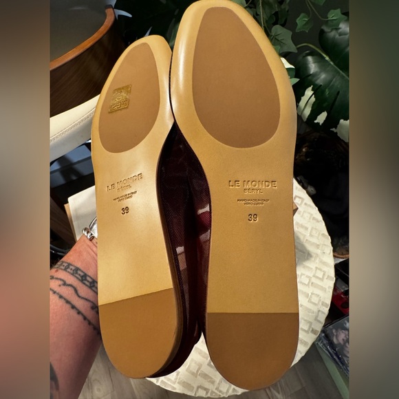 NIB Le Monde Beryl Luna Mesh and leather sole burgundy ballet flat shoes 39 - Picture 9 of 10